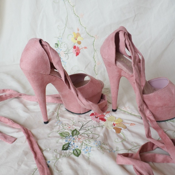 Pink Velvet Ballerina Pleasers - Picture 12 of 15
